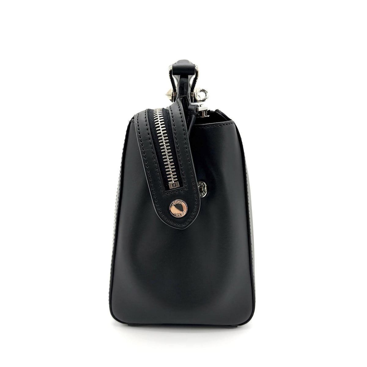 Fendi DotCom Convertible Satchel Leather, Black, Calfskin, Handbag