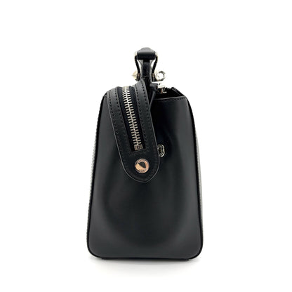 Fendi DotCom Convertible Satchel Leather, Black, Calfskin, Handbag