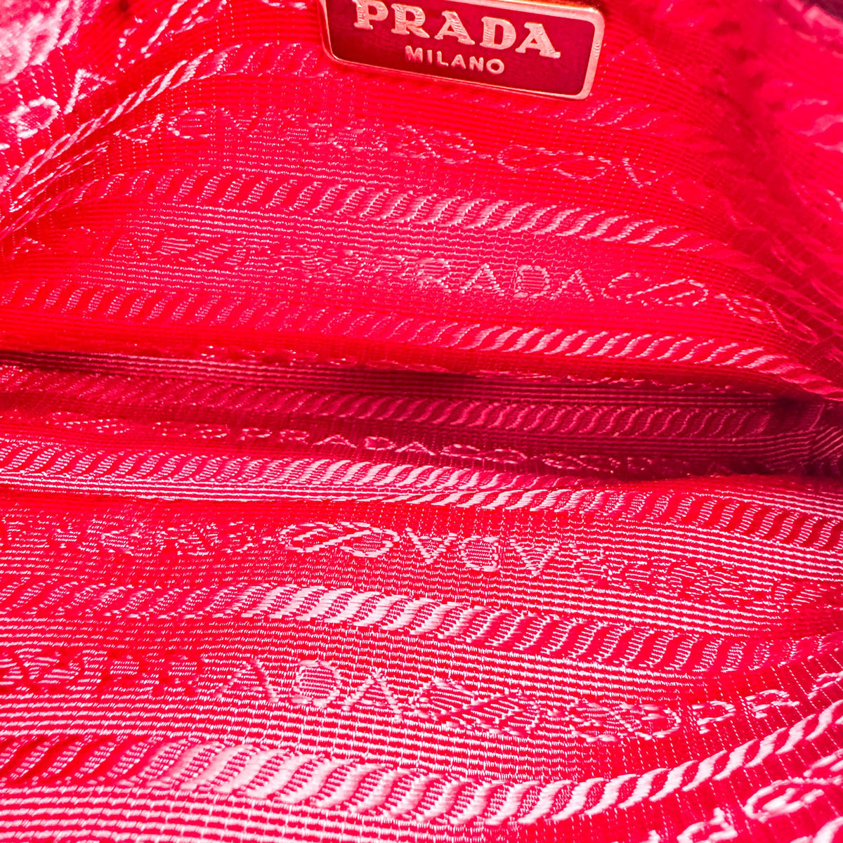 Prada Zip Saffiano Leather, Red, Leather, Shoulder Bag