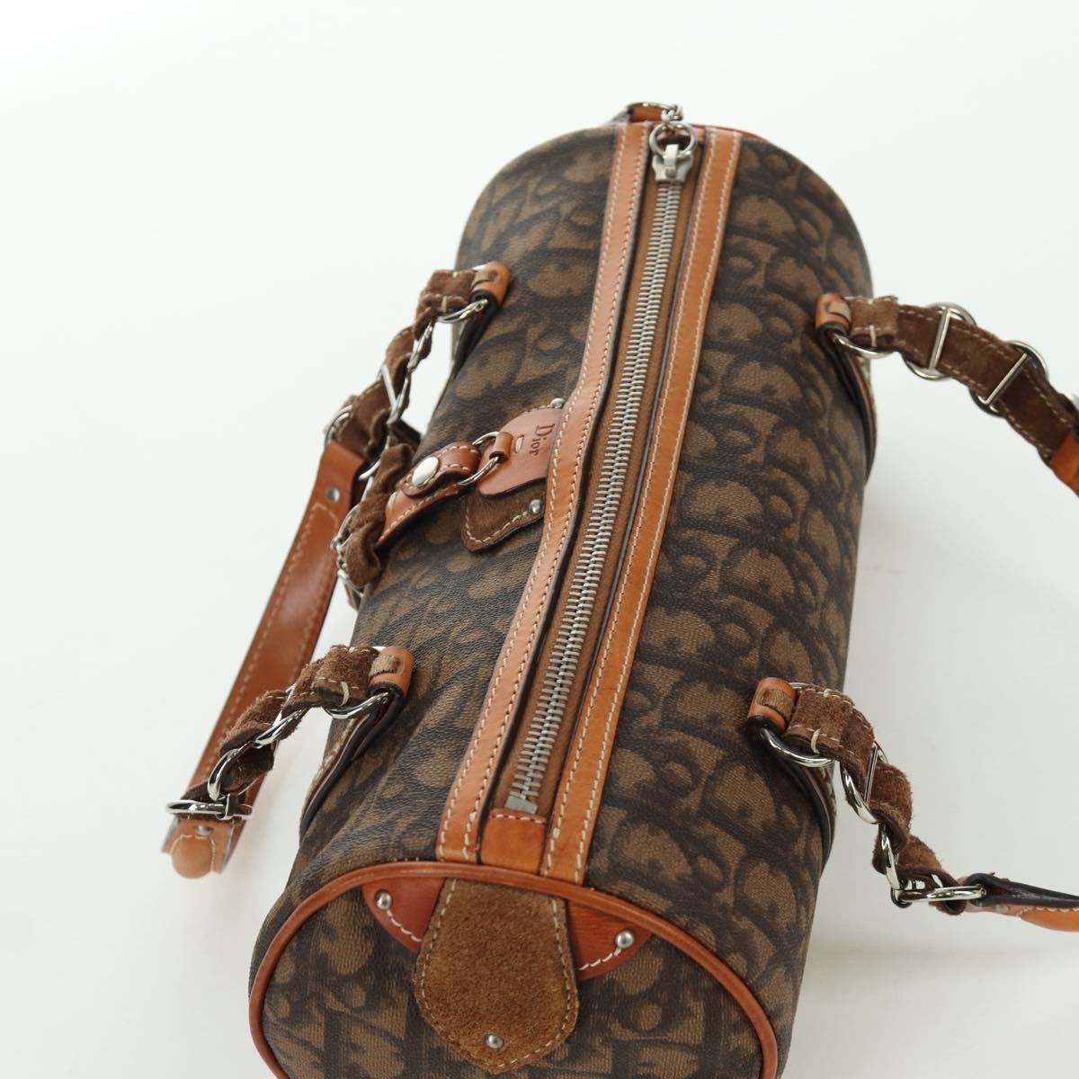 Christian Dior Vintage Trotter Romantique Boston Diorissimo Coated Canvas, Brown, Canvas, Handbag