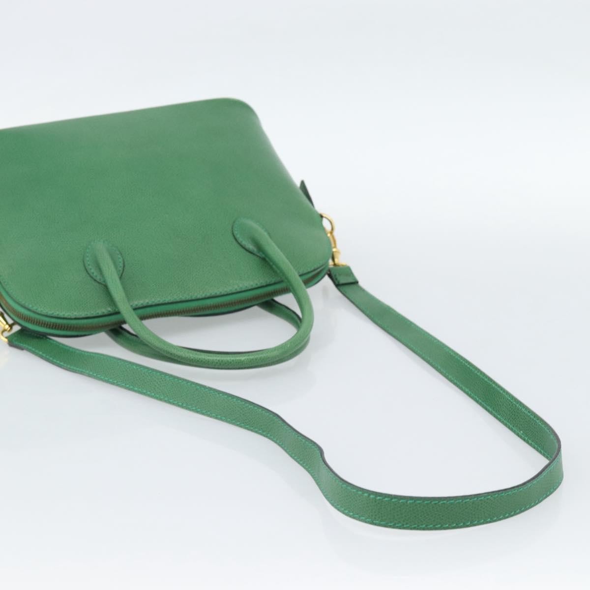 Celine Vintage Convertible Bowler Leather, Green, Leather, Handbag