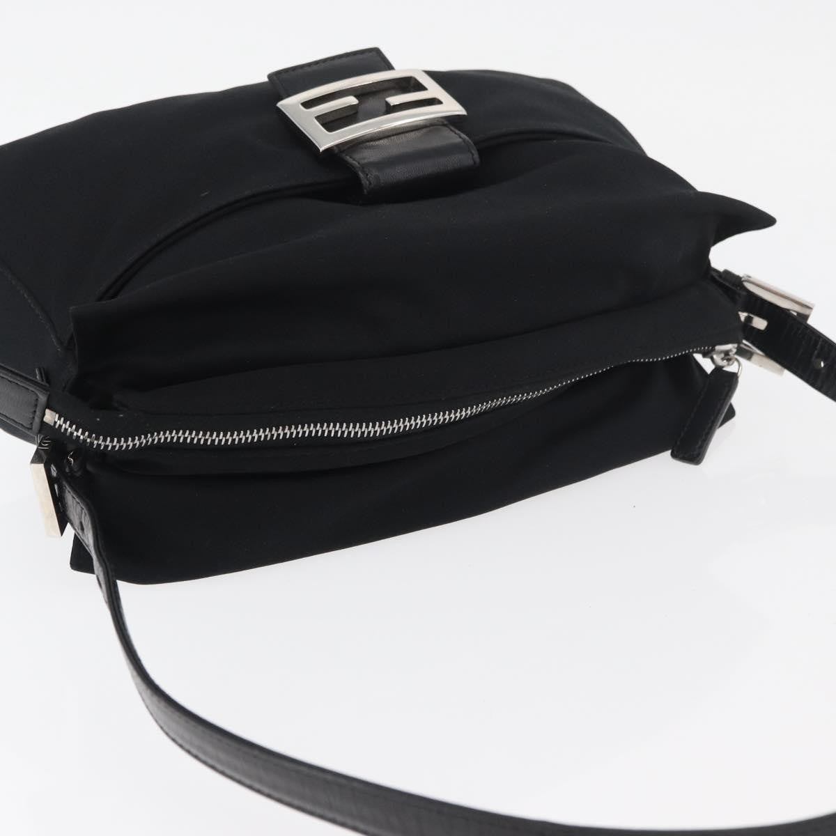 Fendi Baguette Canvas, Black, Nylon, Handbag