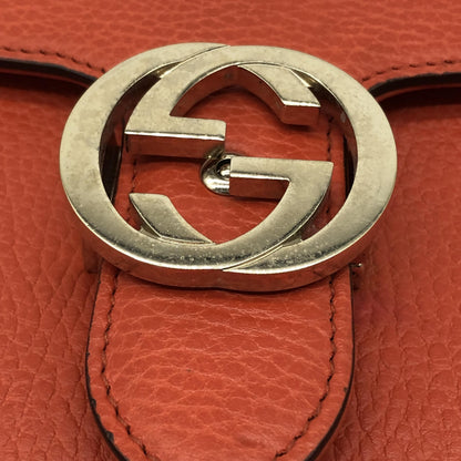 Gucci Interlocking Chain Leather, Orange, Leather, Crossbody Bag