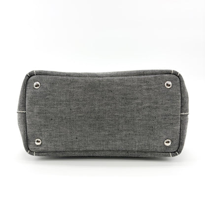 Miu Miu My Logo Leather, Black, Denim, Crossbody Bag