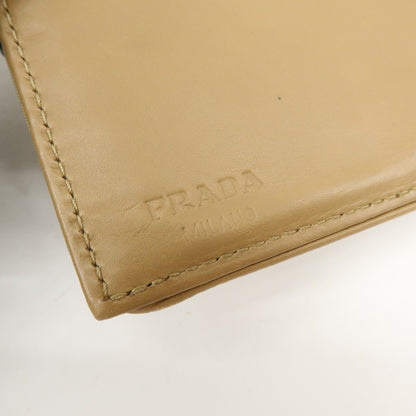 Prada Trifold Compact Saffiano Leather, Beige, Nylon, Wallet