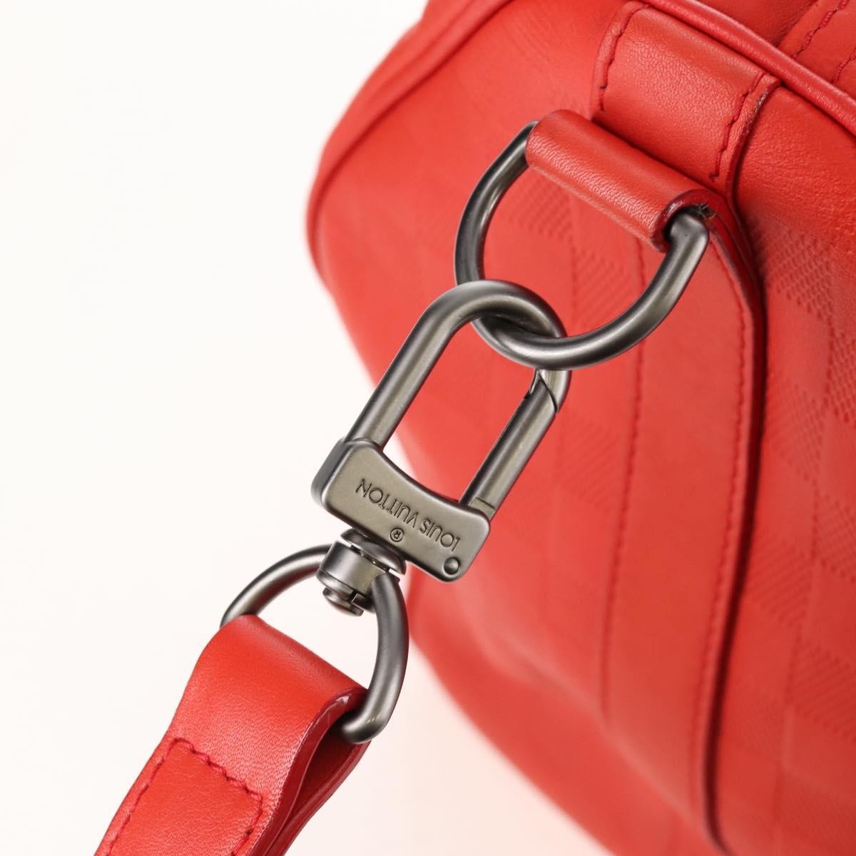 Louis Vuitton Keepall Bandouliere Damier Infini Leather, Red, Leather, Travel Bag