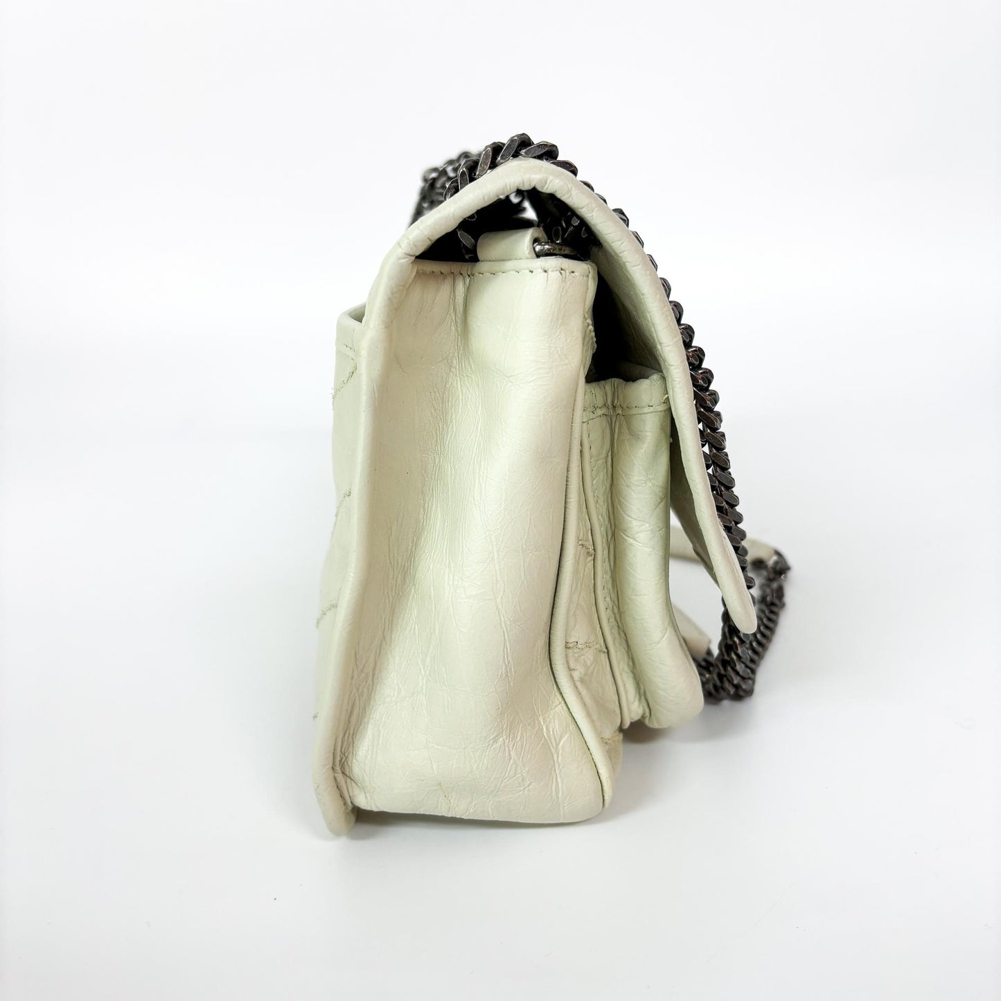 Saint Laurent Niki Flap Leather, White, Leather, Shoulder Bag