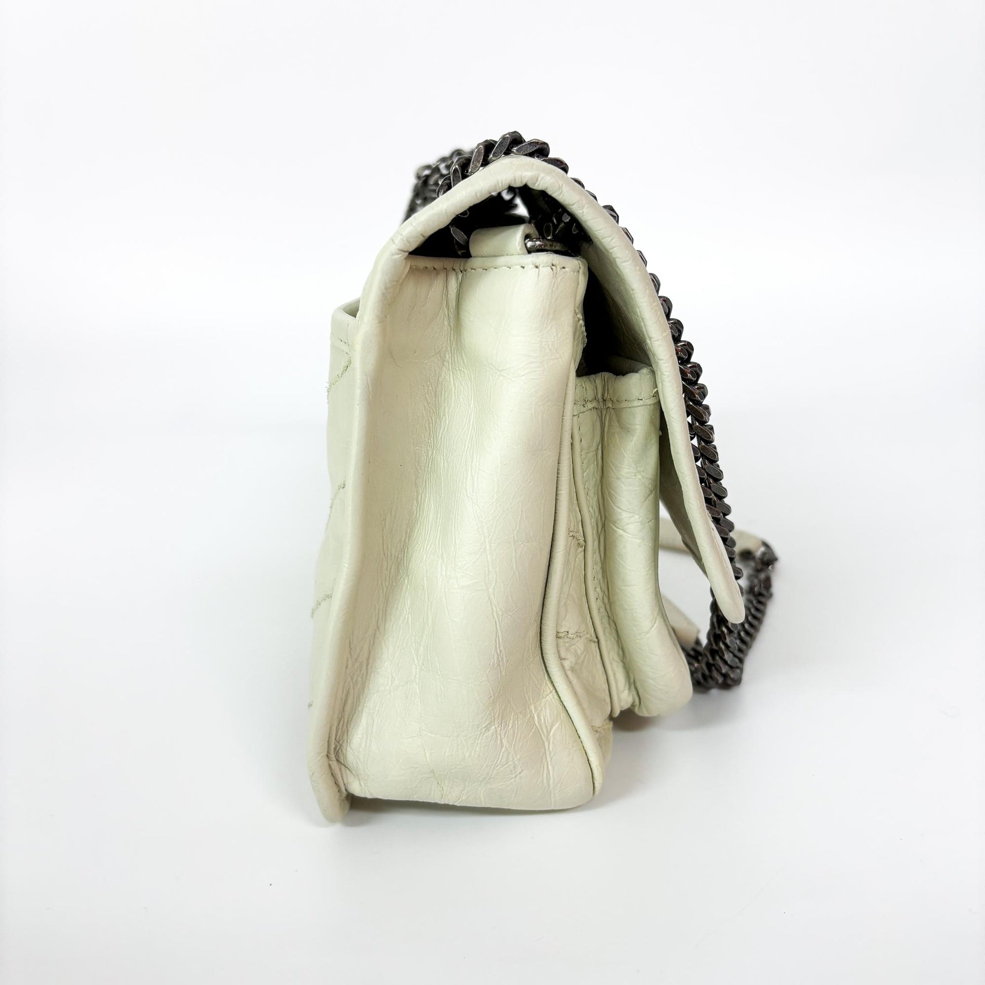 Saint Laurent Niki Flap Leather, White, Leather, Shoulder Bag