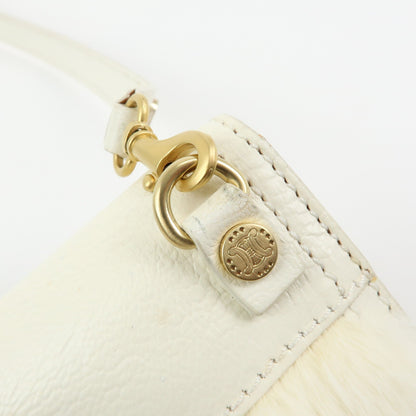 Celine Triomphe Leather, Beige, Leather, Shoulder Bag