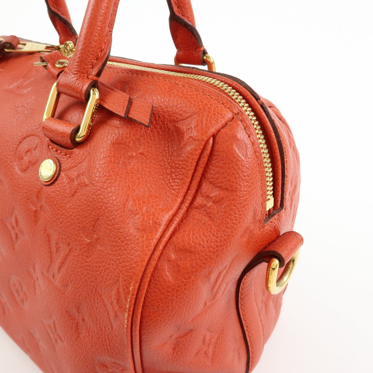Louis Vuitton Speedy Bandouliere Monogram Empreinte Leather, Orange, Leather, Handbag