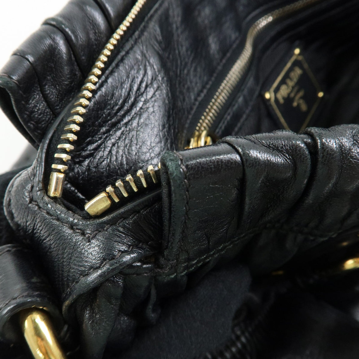 Prada Gaufre Convertible Nappa Leather, Black, Leather, Tote Bag