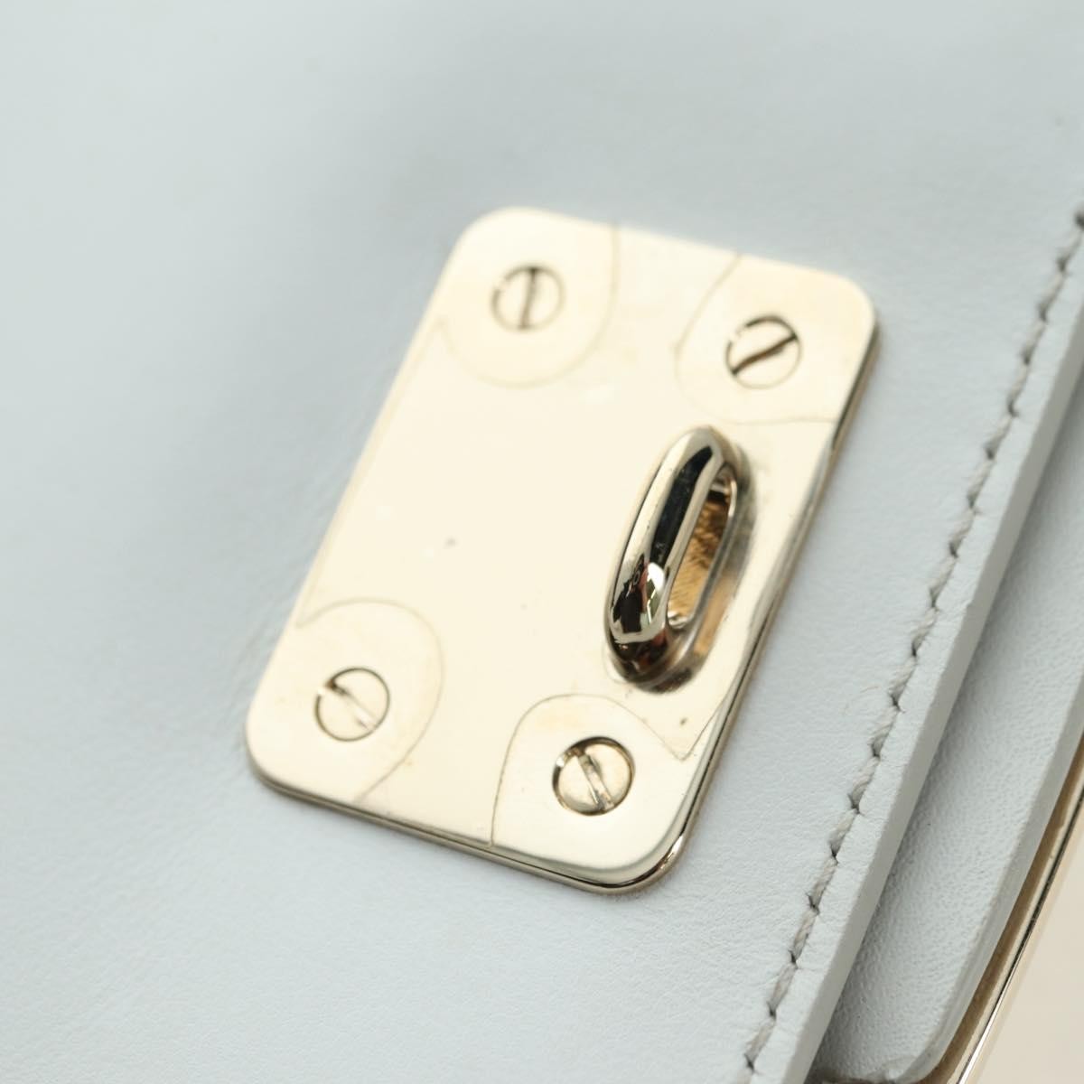 Salvatore Ferragamo Vala Chain Leather, White, Leather, Shoulder Bag