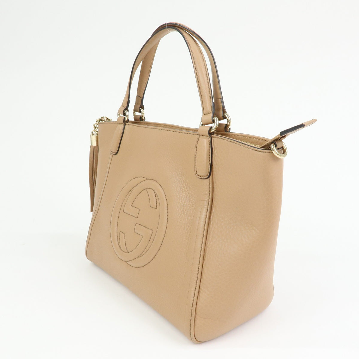 Gucci Soho Working Leather, Beige, Leather, Tote Bag