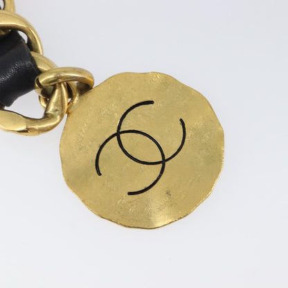 Chanel Vintage Chain Belt Metal and Leather, Black, Leather, Belt