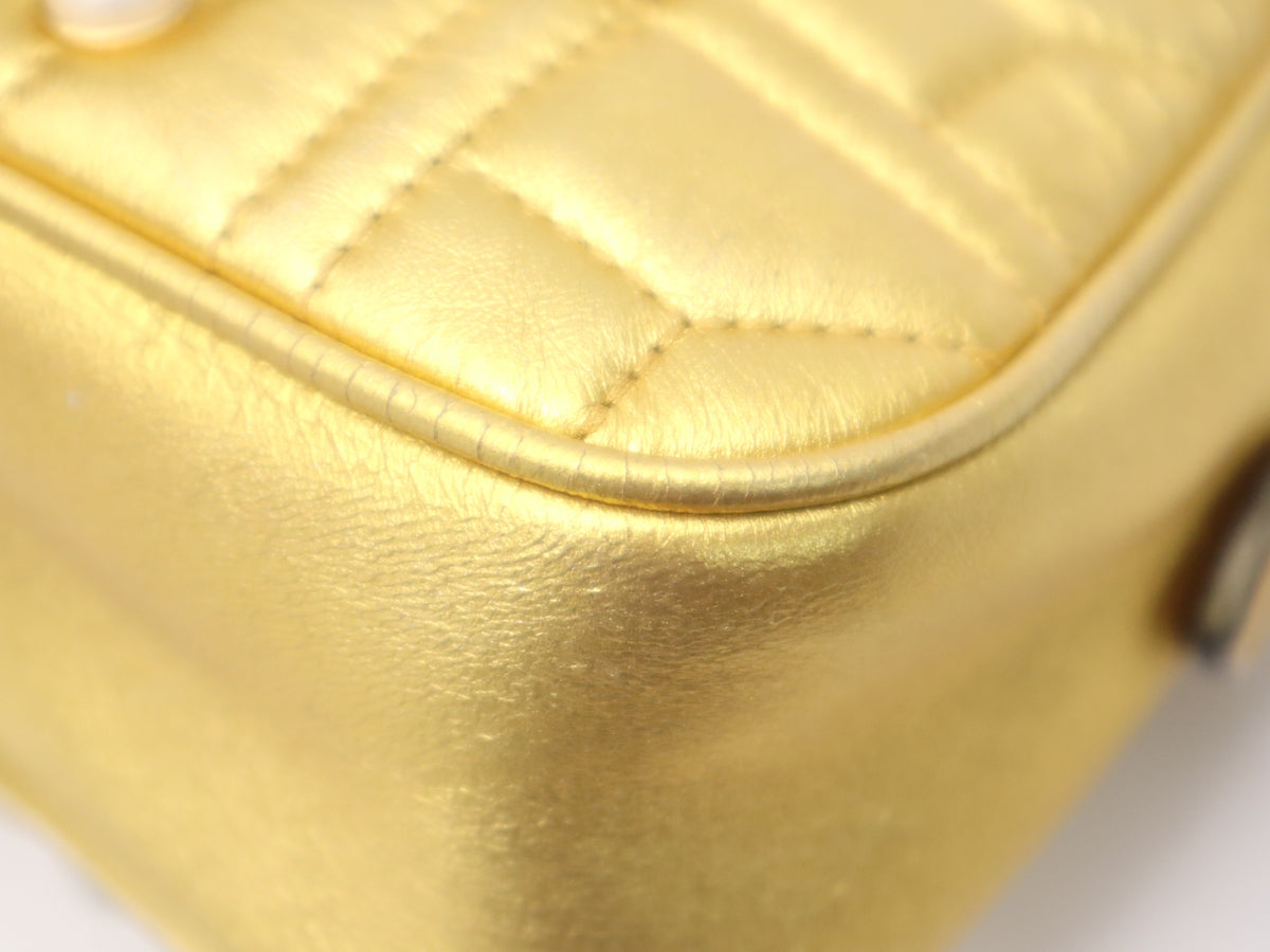 Gucci Pearly GG Marmont Embellished Matelasse Leather, Gold, Leather, Shoulder Bag