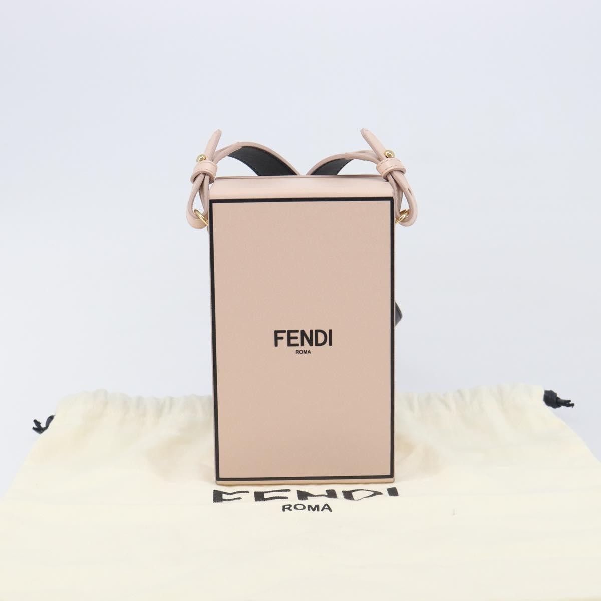 Fendi Logo Vertical Box Leather, Pink, Leather, Crossbody Bag