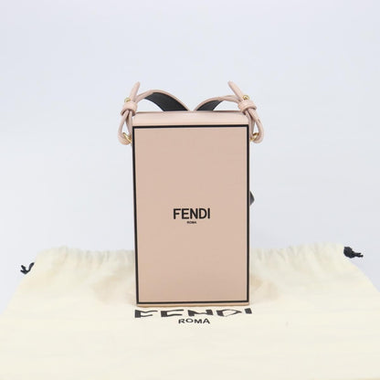 Fendi Logo Vertical Box Leather, Pink, Leather, Crossbody Bag