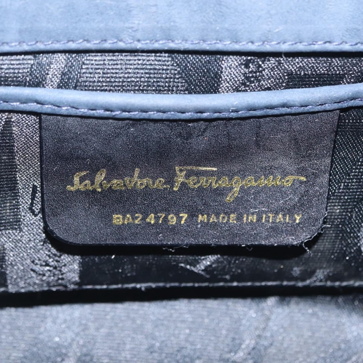 Salvatore Ferragamo Gancini Flap Suede, Navy, Suede, Shoulder Bag