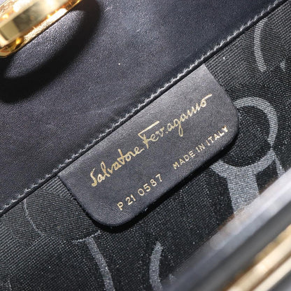 Salvatore Ferragamo Vintage Gancini Chain Leather, Black, Leather, Shoulder Bag