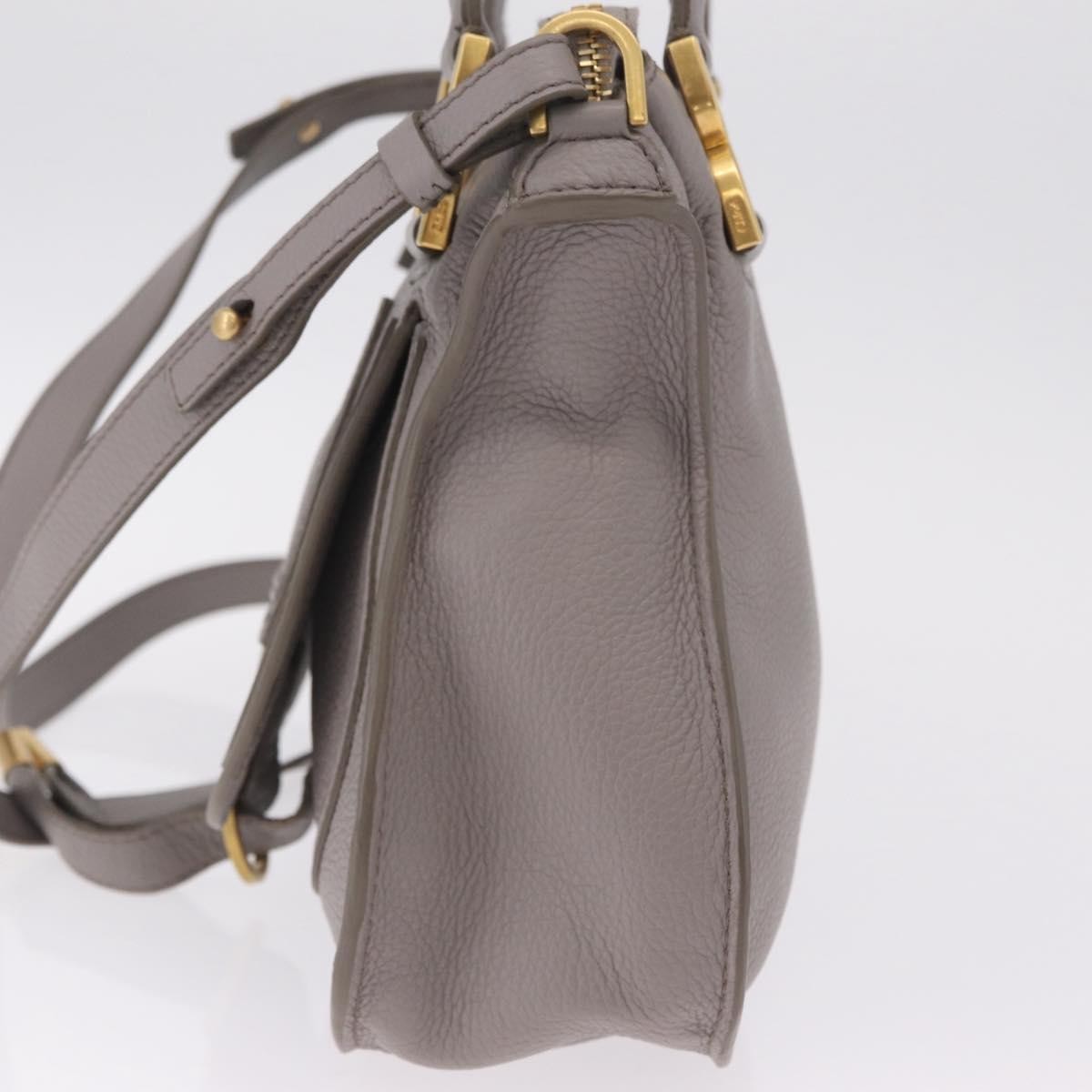 Chloe Marcie Satchel Leather, Gray, Leather, Handbag