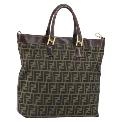 Fendi Vintage Zip Tote Zucca Canvas, Brown, Canvas, Tote Bag