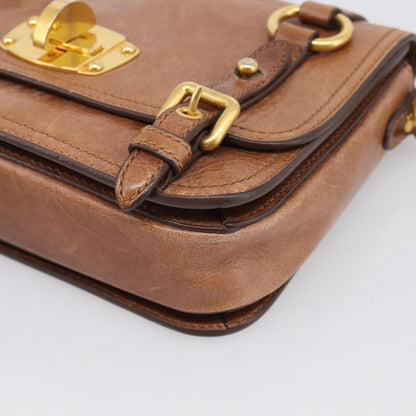 Miu Miu Shoulder Leather, Brown, Leather, Shoulder Bag