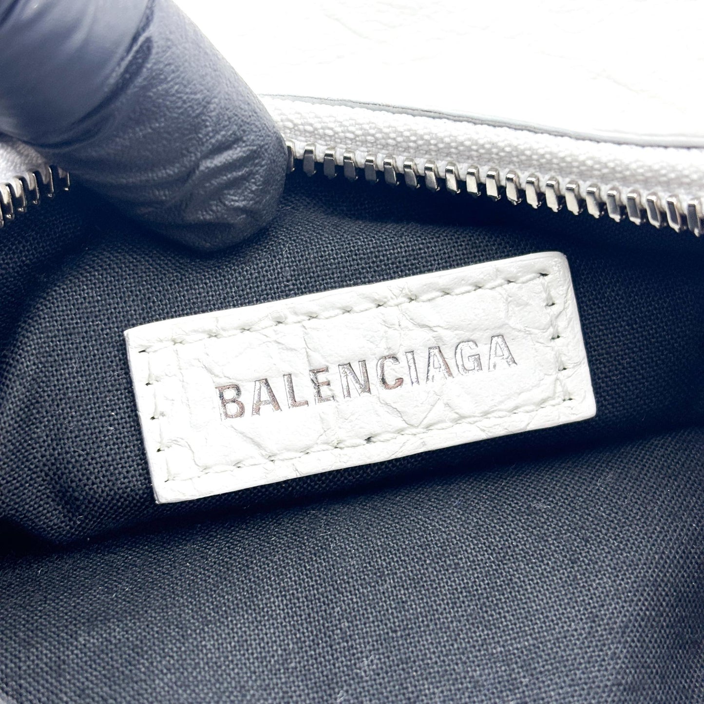Balenciaga Le Cagole Giant Spikes Leather, White, Leather, Shoulder Bag
