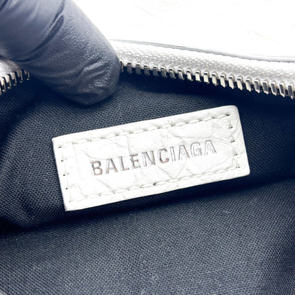 Balenciaga Le Cagole Giant Spikes Leather, White, Leather, Shoulder Bag