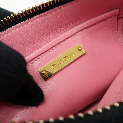 Miu Miu Logo Chain Clutch Shearling, Pink, Leather, Clutch