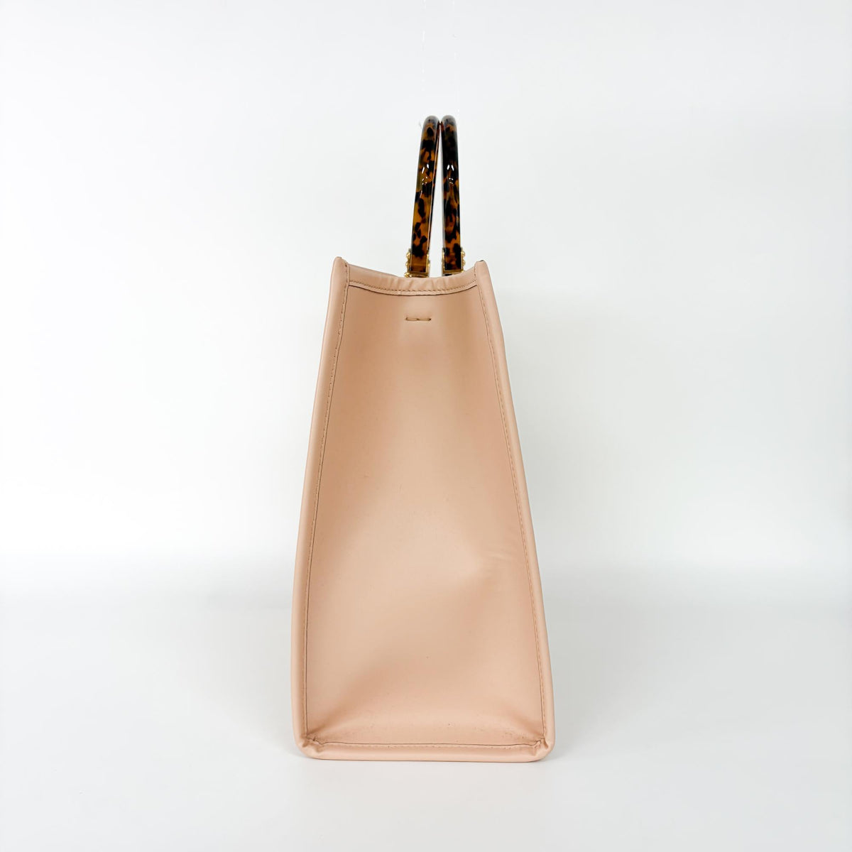 Fendi Sunshine Shopper Tote Whipstitch Leather, Pink, Leather, Tote Bag