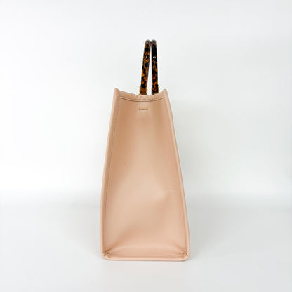 Fendi Sunshine Shopper Tote Whipstitch Leather, Pink, Leather, Tote Bag