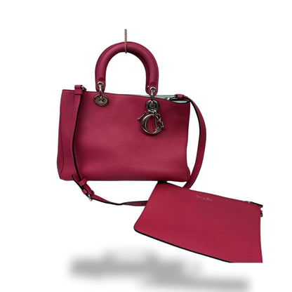 Christian Dior Diorissimo Leather with Sequins, Pink, Leather, Tote Bag