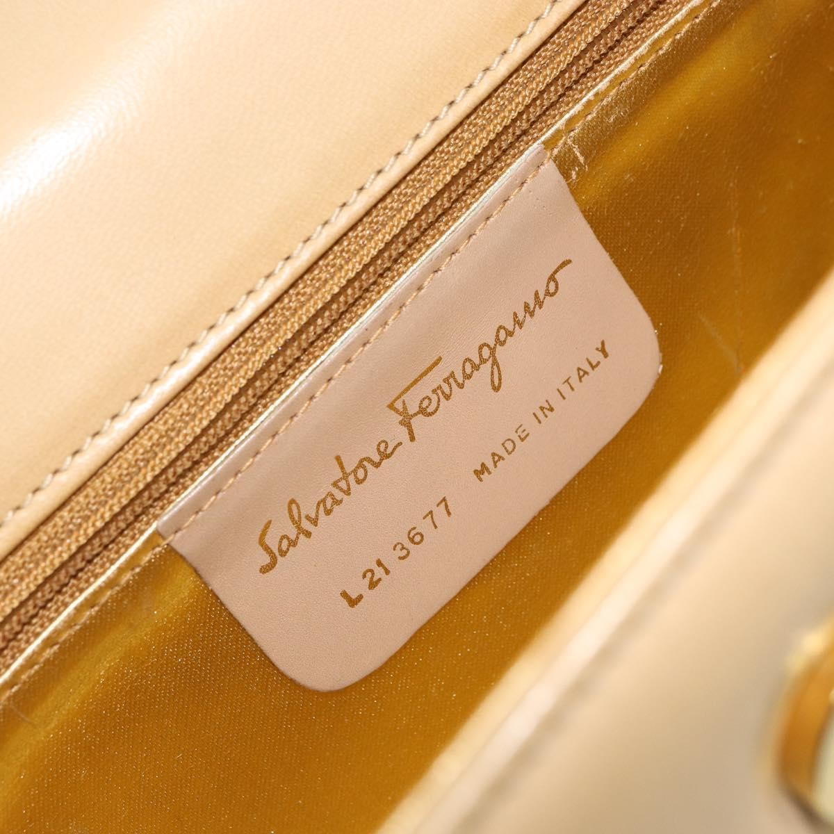 Salvatore Ferragamo Vintage Chain Leather, Beige, Leather, Handbag