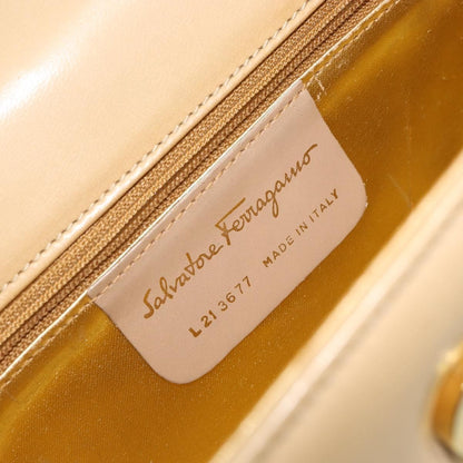 Salvatore Ferragamo Vintage Chain Leather, Beige, Leather, Handbag