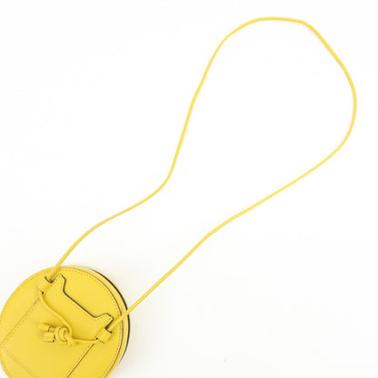 Fendi Vintage FF Round Embossed Leather, Yellow, Leather, Crossbody Bag