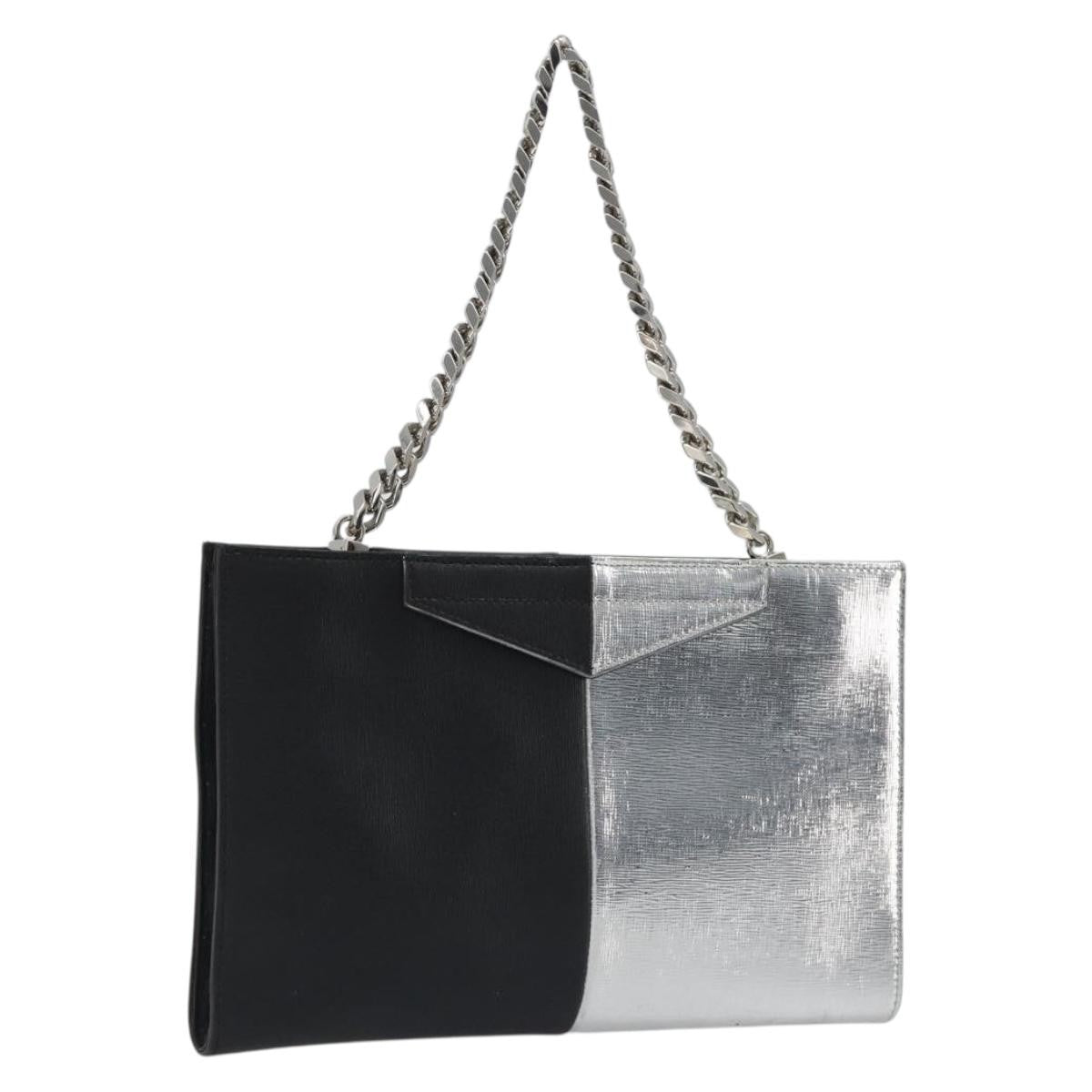 Fendi Grande Colorblock Clutch Leather, Silver, Leather, Clutch