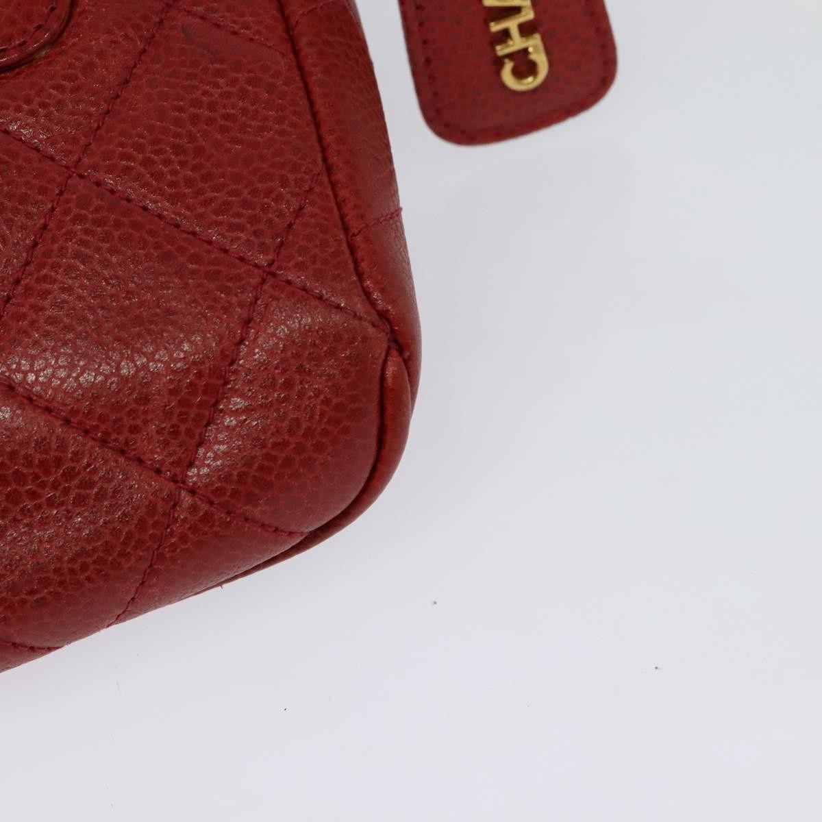 Chanel Vintage Zip Belt Quilted Caviar, Red, Leather, Shoulder Bag