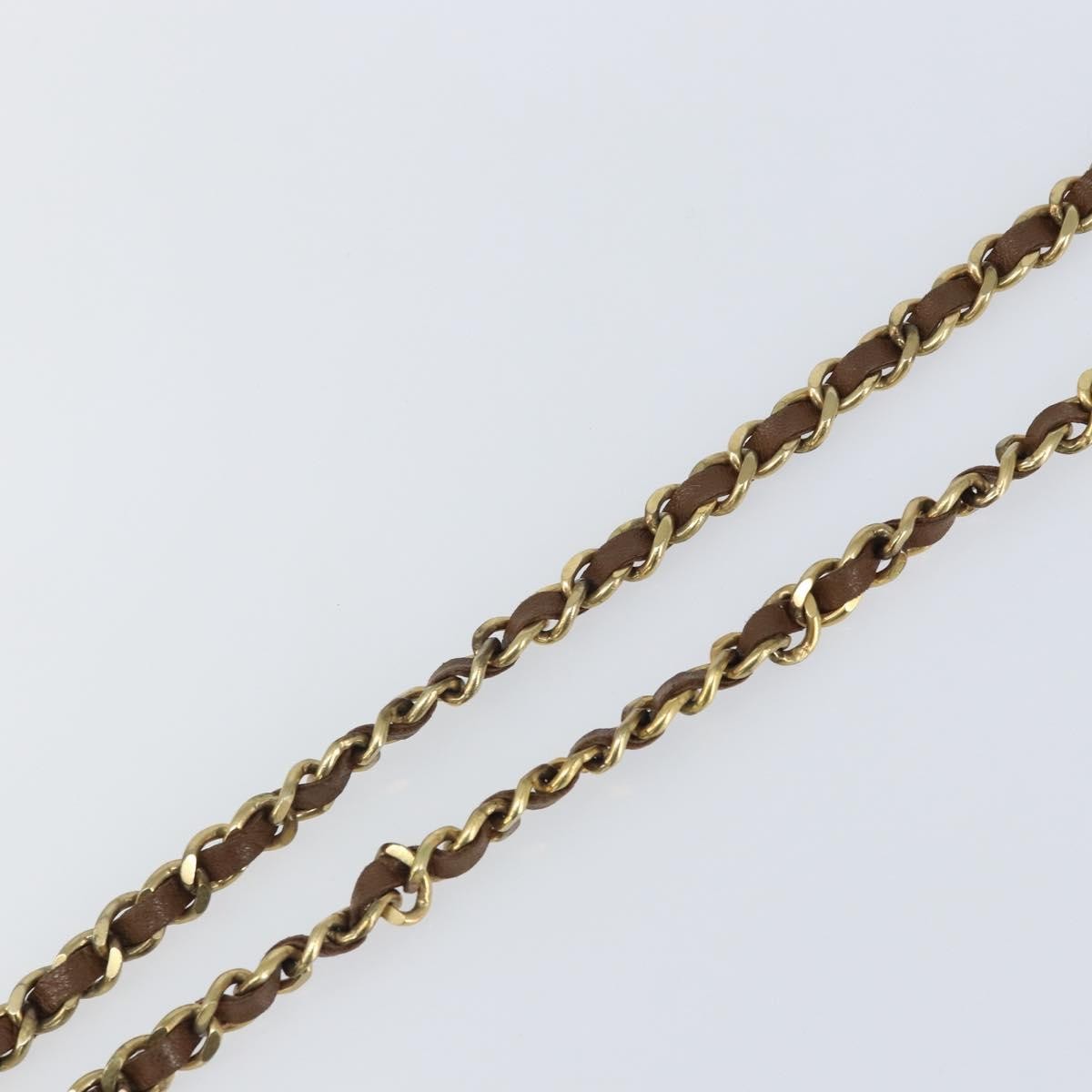 Chanel Vintage Logo Chain Belt Metal and Leather, Brown, Metal, Belt
