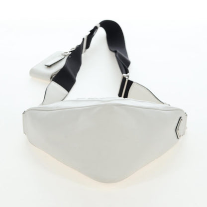 Prada Triangle Logo Wristlet Embossed Leather, White, Leather, Clutch