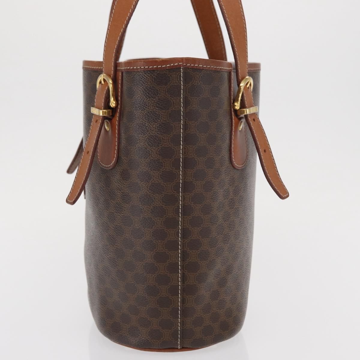 Celine Vintage Macadam Shopper Coated Canvas, Brown, Canvas, Tote Bag