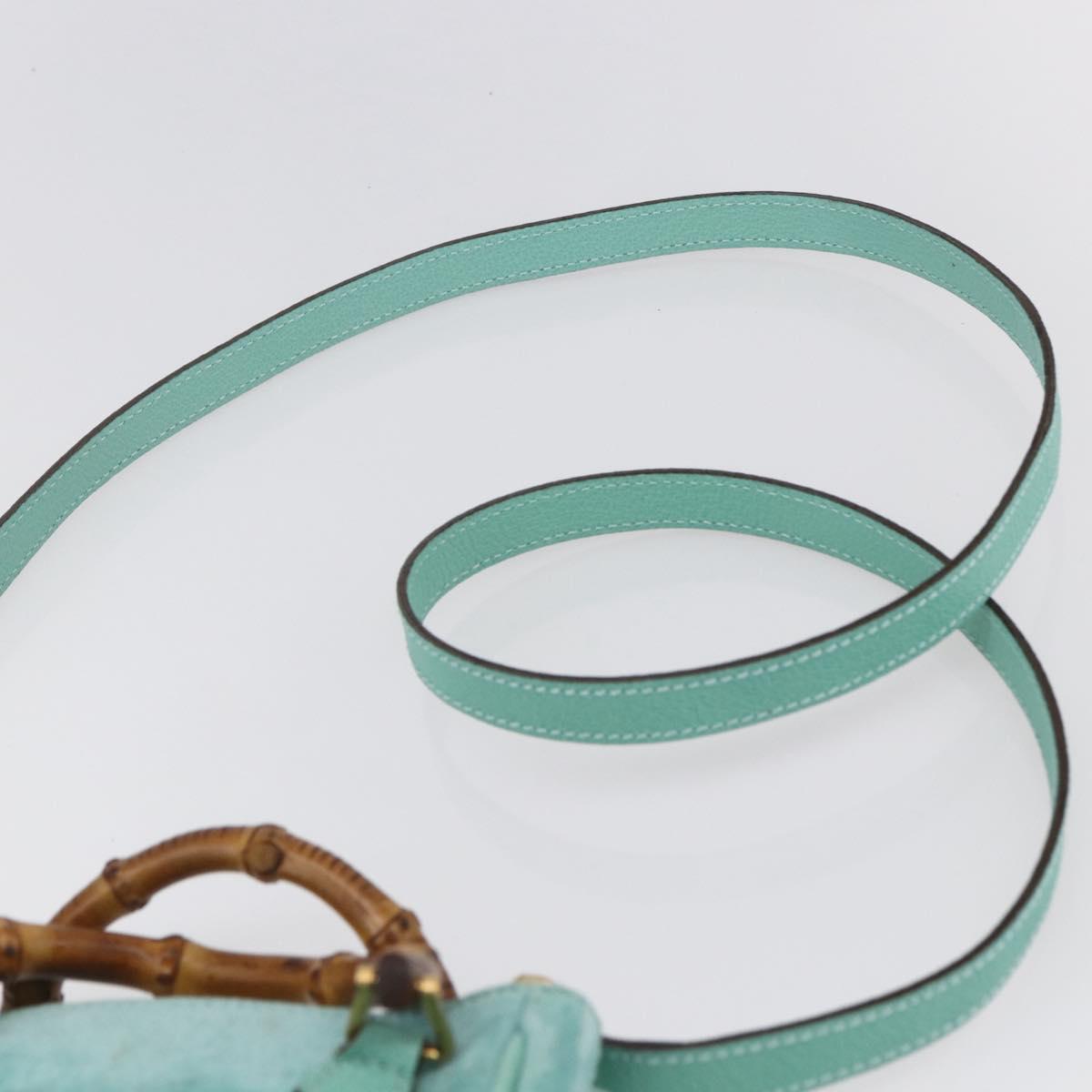 Gucci Bamboo Zip Pouch Leather, TURQUOISE, SUEDE, Clutche & pouche