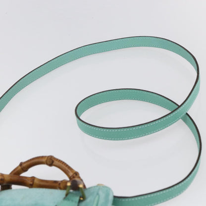 Gucci Bamboo Zip Pouch Leather, TURQUOISE, SUEDE, Clutche & pouche