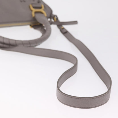 Chloe Marcie Satchel Leather, Gray, Leather, Handbag