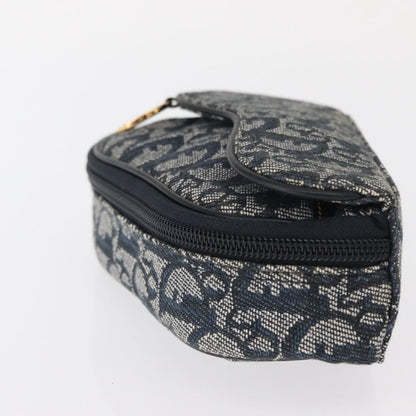 Christian Dior Saddle Zip Diorissimo Canvas, Blue, Canvas, Clutch