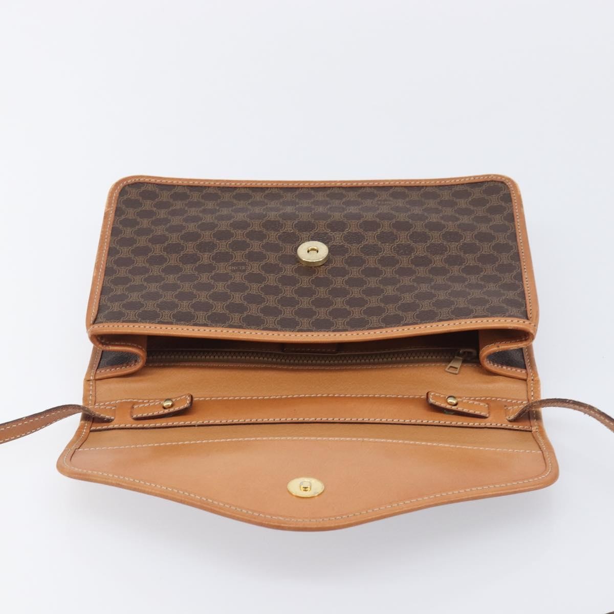 Celine Macadam Shoulder Canvas, Brown, Canvas, Crossbody Bag