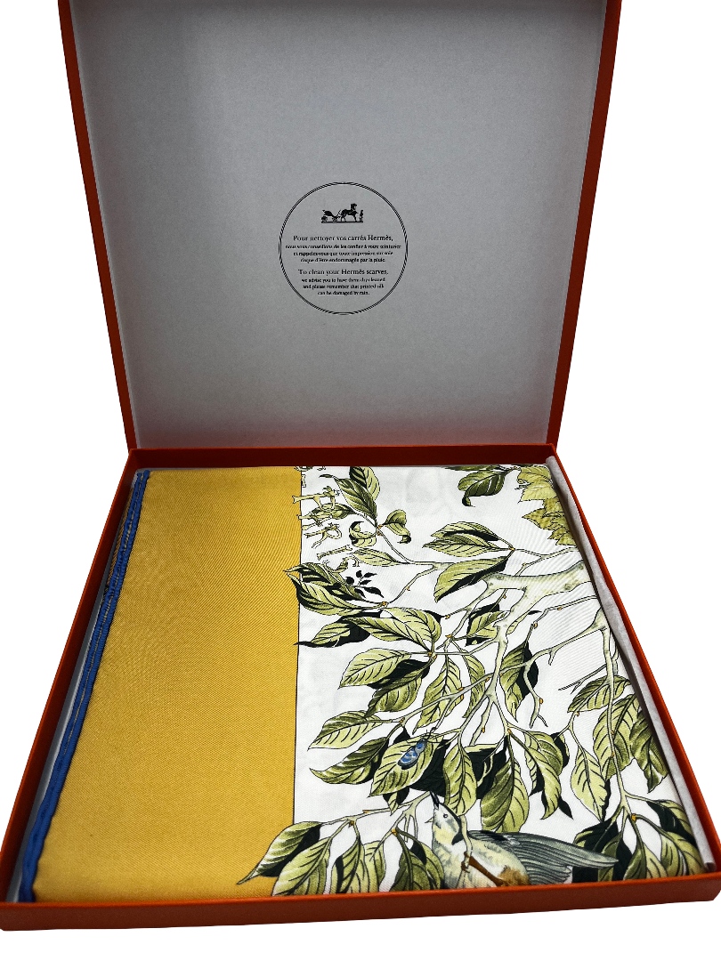 Hermes Carré 90 Silk multicolor, Yellow, Silk, Scarf