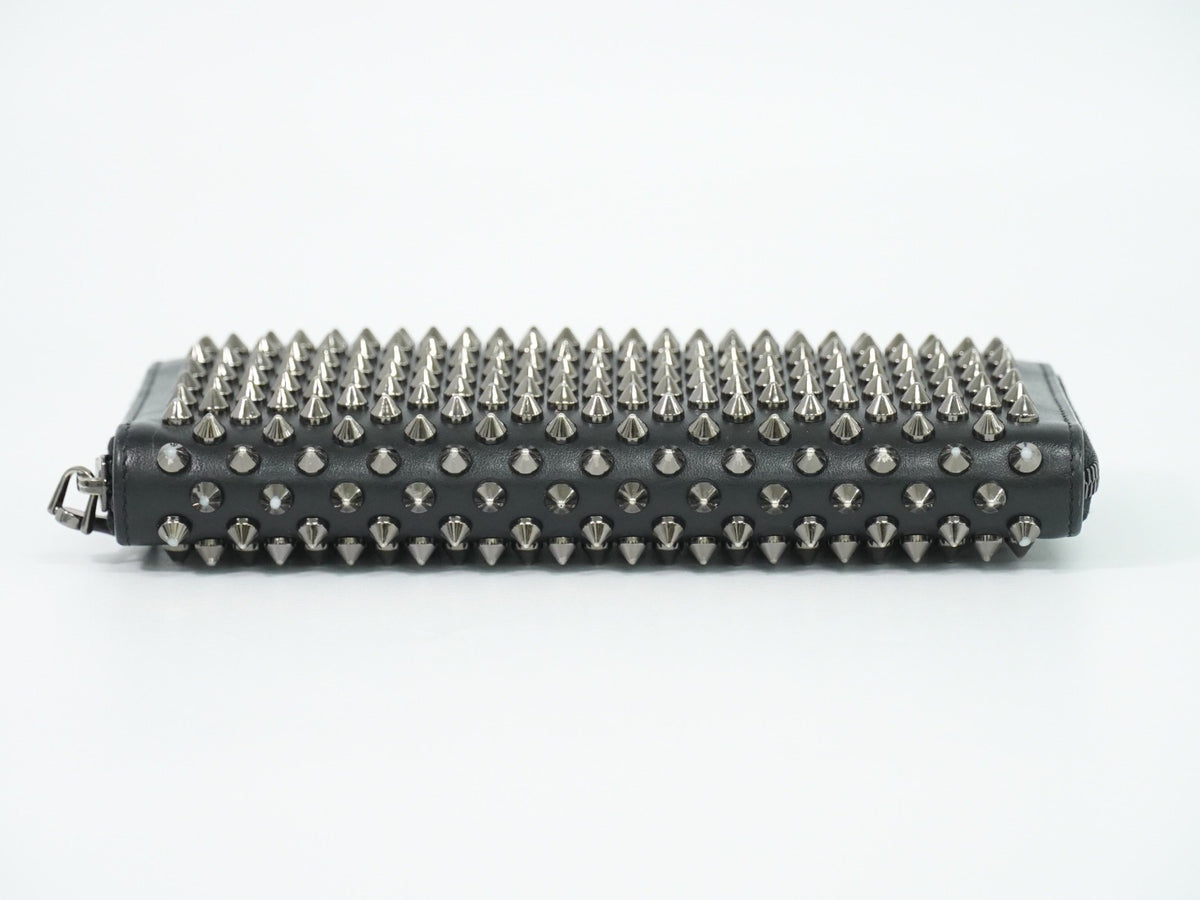 Christian Louboutin Panettone Spiked Leather, Black, Leather, Wallet