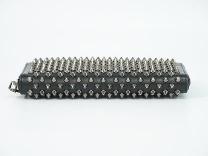 Christian Louboutin Panettone Spiked Leather, Black, Leather, Wallet
