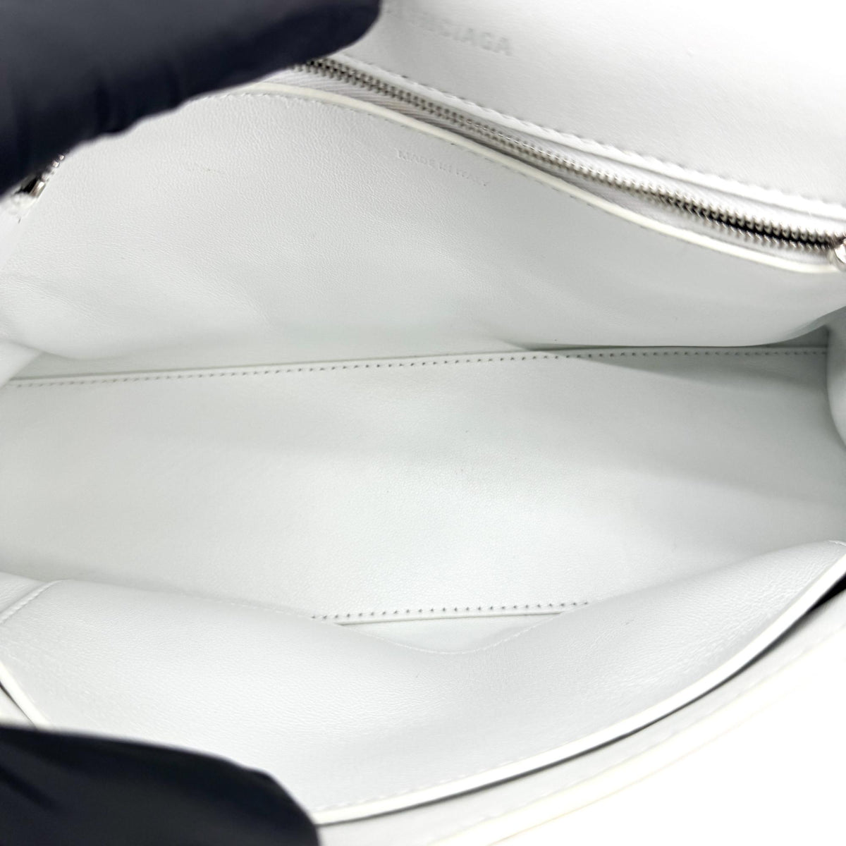 Balenciaga Downtown S Chain-Handle Leather, White, Leather, Shoulder Bag