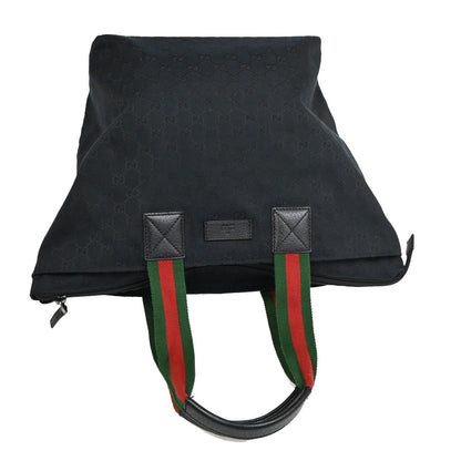 Gucci Web Zip GG Canvas, Black, Canvas, Tote Bag